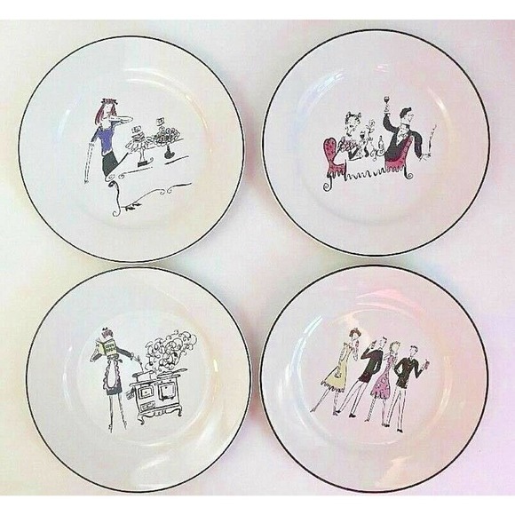 Set of 4 Rosanna Ceramic Salad Plates A Woman's Work is Never Done 8" - Picture 10 of 13